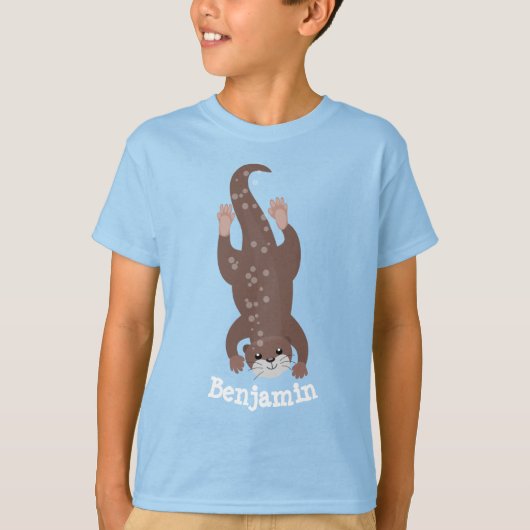 T-shirt Illustration de plongée de loutre mignonne (Devant)