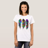 T-shirt Illustration de plumes colorées (Devant entier)