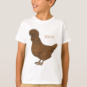 T-shirt Illustration de poulet à la polis chamois