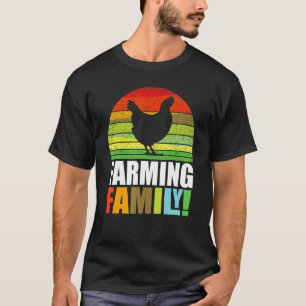 T-shirt Illustration de poulet de famille agricole rétro