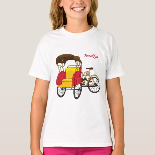 T-shirt Illustration de pousse-pousse pédicab (Devant)