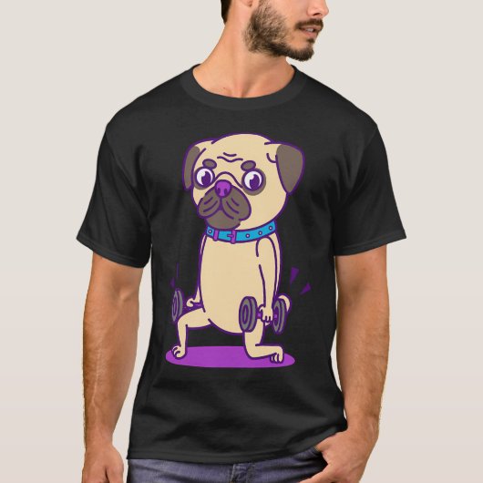 T-shirt Illustration de pug (Devant)