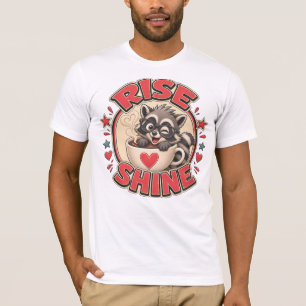 T-shirt Illustration de raton laveur amateur de café "Rise