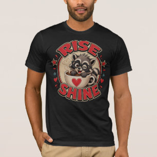 T-shirt Illustration de raton laveur amateur de café "Rise