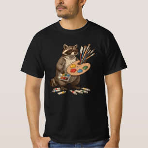 T-shirt Illustration de Raton Laveur Peintre Cool