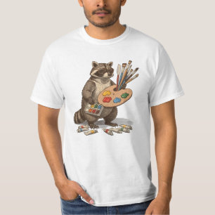 T-shirt Illustration de Raton Laveur Peintre Cool