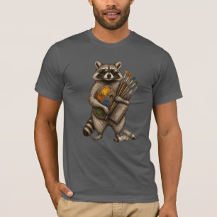 T-shirt Illustration de Raton Laveur Peintre Cool