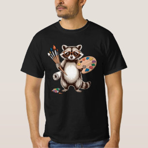 T-shirt Illustration de Raton Laveur Peintre Cool