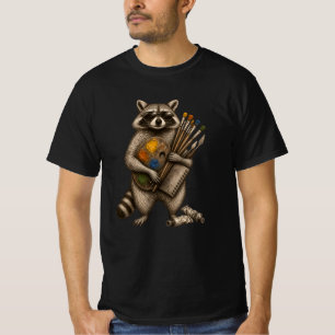 T-shirt Illustration de Raton Laveur Peintre Cool