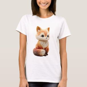 T-shirt Illustration de renard roux Chibi aux grands yeux