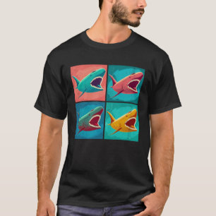 T-shirt Illustration de requin pop animal coloré femmes ho