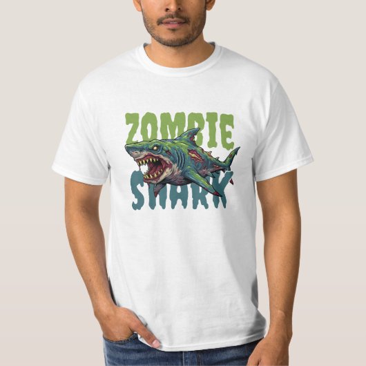 T-shirt Illustration de requin zombie en colère (Devant)