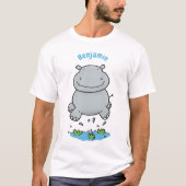 T-shirt Illustration de saut en hippo mignon (Devant)