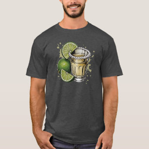 T-shirt Illustration de shot de tequila au bord salé avec