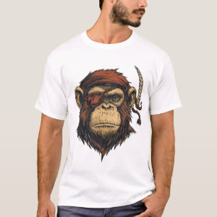 T-shirt Illustration de singe pirate en gras