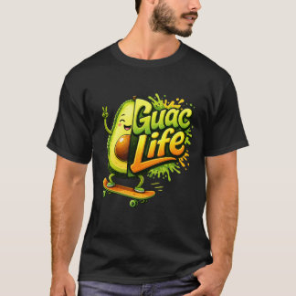T-shirt Illustration de skateboard d'avocat drôle de Guac 