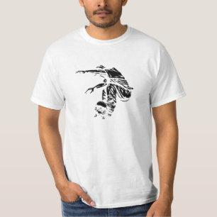 T-shirt Illustration de skateboardeur en noir et blanc