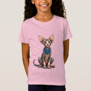 T-Shirt Illustration de style cartoon d'un chat Sphynx