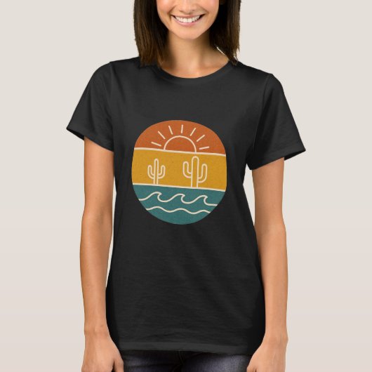 T-shirt Illustration de Sunset Desert Cactus (Devant)