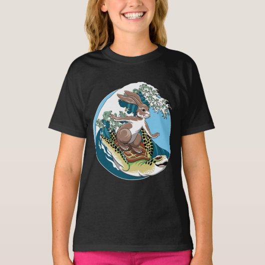 T-shirt Illustration de surf d'été - Tortue et Lapin (Devant)