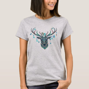 T-shirt Illustration de tête de cerf de style boho coloré