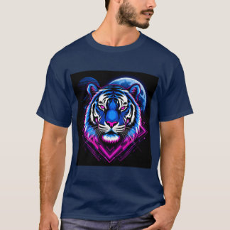 T-shirt Illustration de tigre de néon avec formes géométri