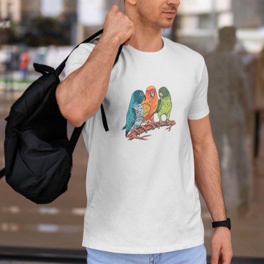 T-shirt Illustration de trois perroquets
