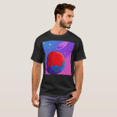 T-shirt Illustration De Trois Planètes En Bleu Et Violet (Devant entier)