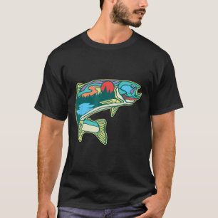 T-shirt Illustration de truite naturelle Pêche à la mouche