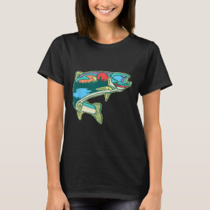 T-shirt Illustration de truite naturelle Pêche à la mouche