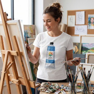 T-shirt Illustration de tube de peinture bleu aquarelle