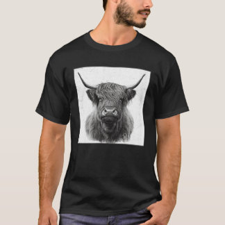 T-shirt Illustration de vache des Highlands cool corne noi