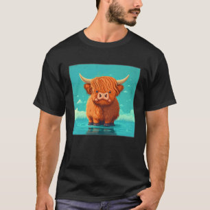 T-shirt Illustration de vache des Highlands écossaise mign