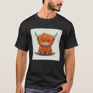 T-shirt Illustration de vache des Highlands écossaise mign