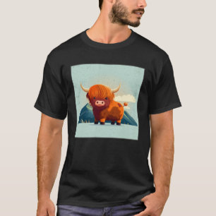 T-shirt Illustration de vache des Highlands écossaise mign