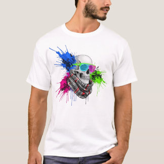 T-shirt Illustration de vêtements de rue crâne néon