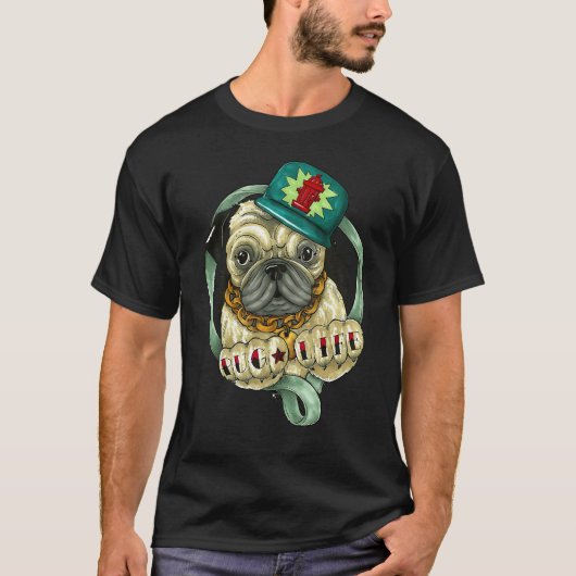 T-shirt Illustration de vie de Pug (Devant)