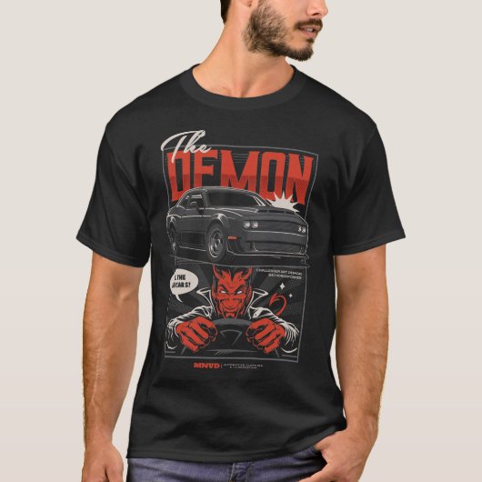T-shirt Illustration de voiture Challenger Demon (Devant)
