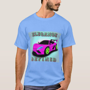 T-shirt Illustration de voiture de sport rose avec design 