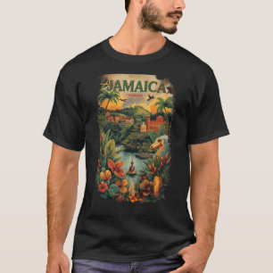 T-shirt Illustration de voyage à la Jamaïque de style vint