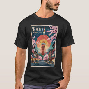 T-shirt Illustration de voyage à Tokyo au Japon Style Vint