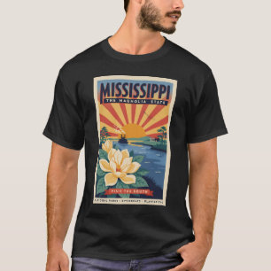 T-shirt Illustration de voyage d'art vintage de l'État du 