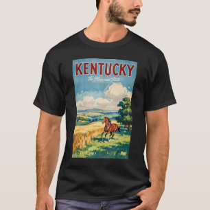 T-shirt Illustration de voyage de chevaux du Kentucky Art