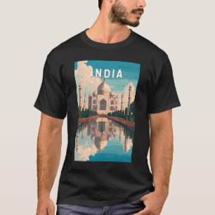 T-shirt Illustration de voyage en Inde Art vintage
