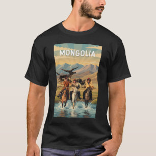 T-shirt Illustration de voyage Mongolie Art vintage