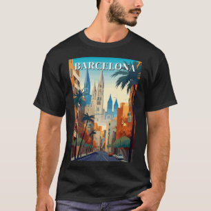T-shirt Illustration de voyage rétro Barcelone