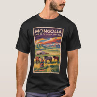 Illustration de voyage rétro de yourte de chevaux