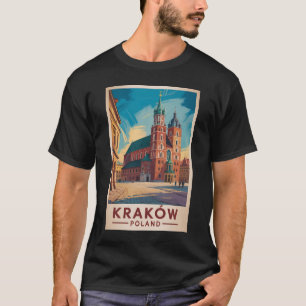 T-shirt Illustration de voyage vintage de Cracovie Pologne