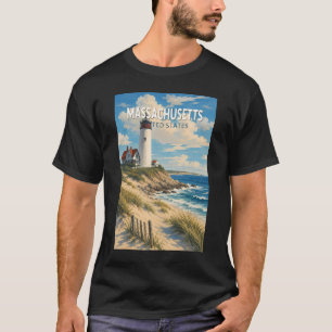 T-shirt Illustration de voyage vintage du Massachusetts
