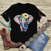 T-shirt Illustration d'éléphant avec tête florale